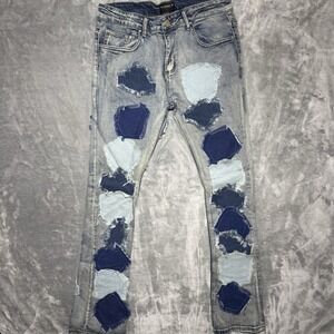 Cooper 9 - 506 Distressed Stack Denim Patch Jeans Sz 32